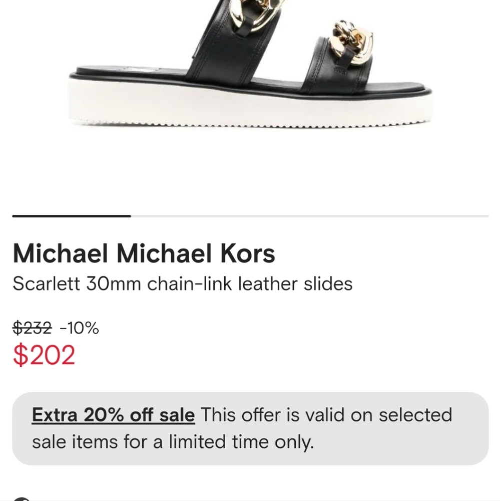 MICHAEL Michael Kors Black Sandal Slides with Gold Chain Detail - Picture 6 of 6